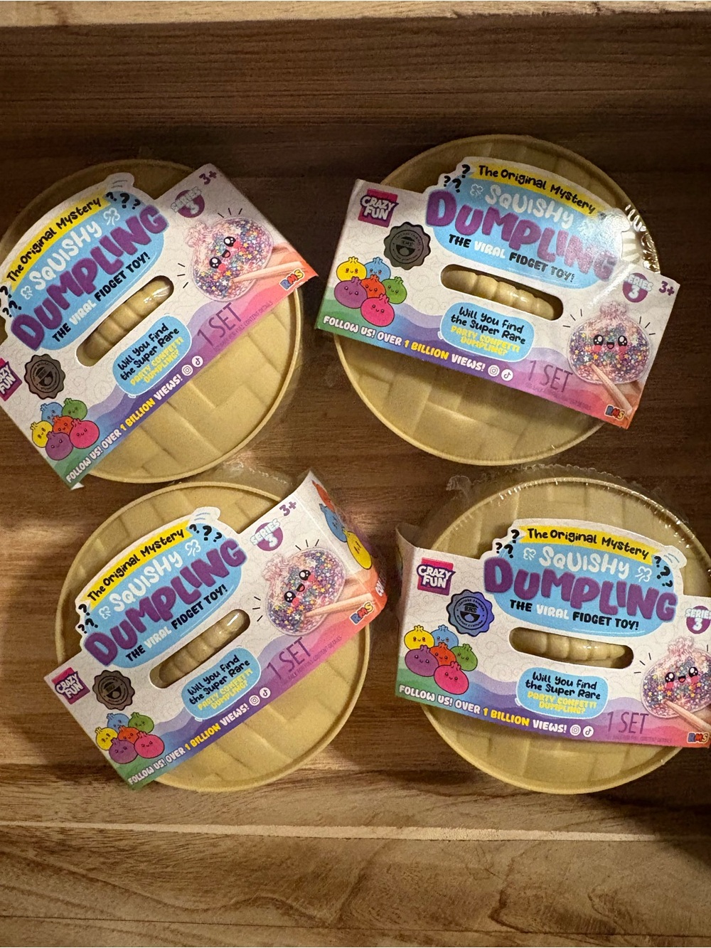 Squishy Dumpling Viral Fidget Toy Mystery Set Bundle of 4